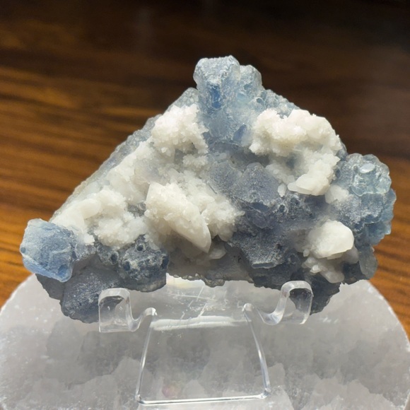 Blue octahedral fluorite specimen